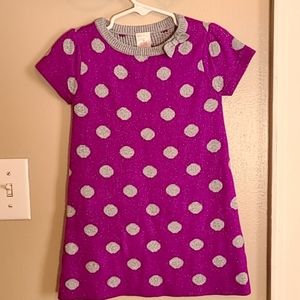3T - Okie Dokie - Sweater Dress - Purple with Silver Polka Dots